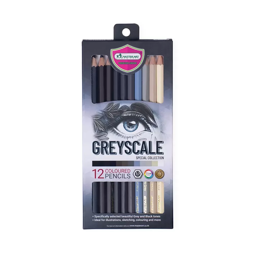 Värikynät 12 kpl, harmaan sävyt
